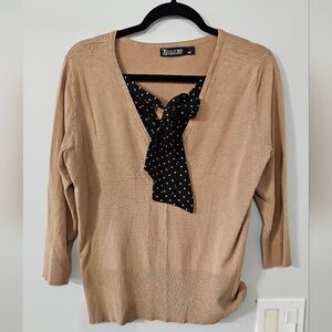 7th Avenue Tie-Neck Layered-Look Sweater